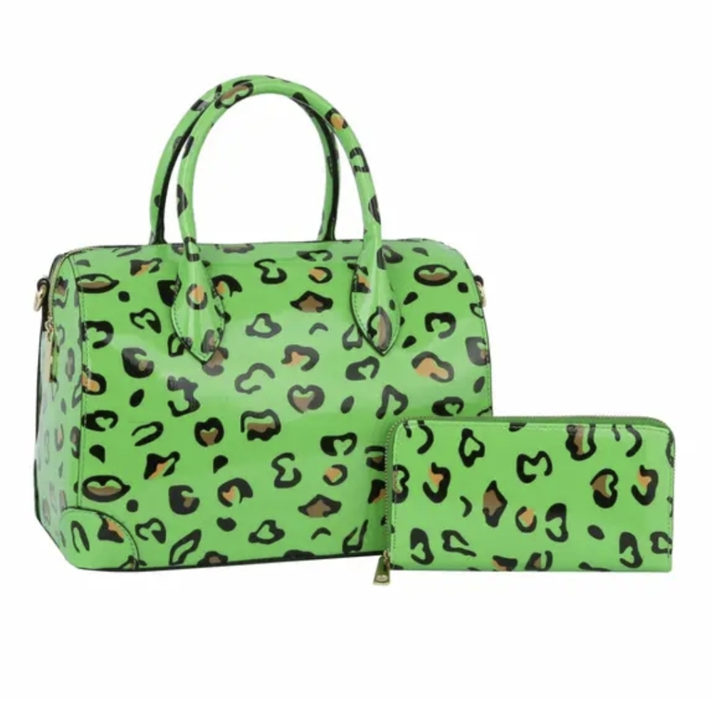 Leopard Print Vegan Leather Boston Bag & Wallet ๐๐๐ - Picture 6 of 15